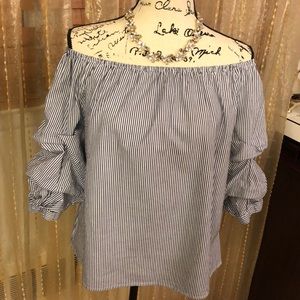 Chic Striped Off the Shoulder Blouse